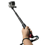 手持 49cm 可伸縮桿單腳架，帶螺絲，適用於 GoPro、Insta360、DJI 及其他運動相機，最大長度：49cm（紅色）、49cm（藍色）、49cm（金色）、49cm（綠色）
