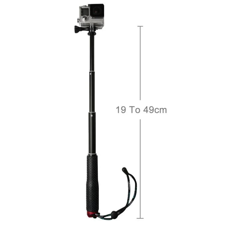 手持 49cm 可伸縮桿單腳架，帶螺絲，適用於 GoPro、Insta360、DJI 及其他運動相機，最大長度：49cm（紅色）、49cm（藍色）、49cm（金色）、49cm（綠色）