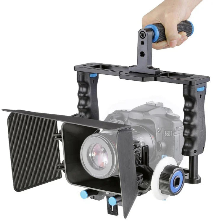 YELANGU YLG1103A-B 大手柄攝影機籠穩定器 + DSLR 相機 / 攝影機用遮光罩套件