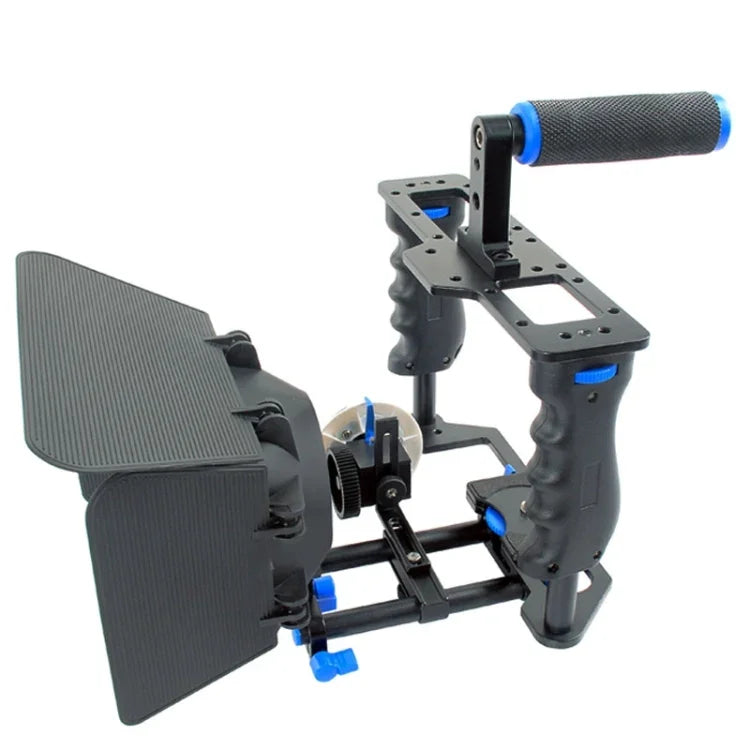 YELANGU YLG1103A-B 大手柄攝影機籠穩定器 + DSLR 相機 / 攝影機用遮光罩套件