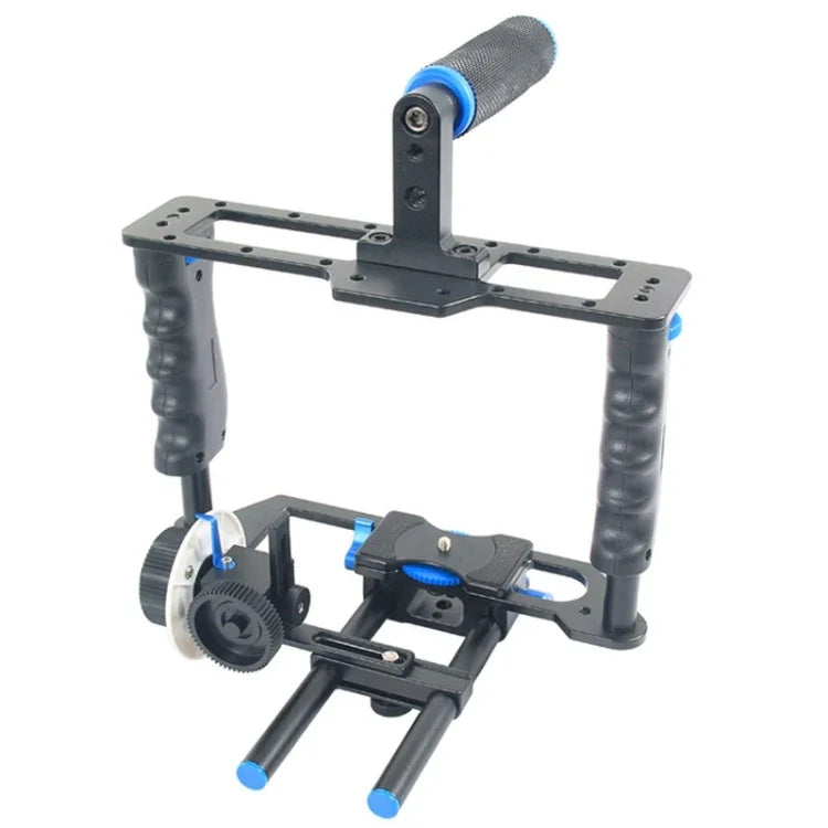YELANGU YLG1103A-B 大手柄攝影機籠穩定器 + DSLR 相機 / 攝影機用遮光罩套件