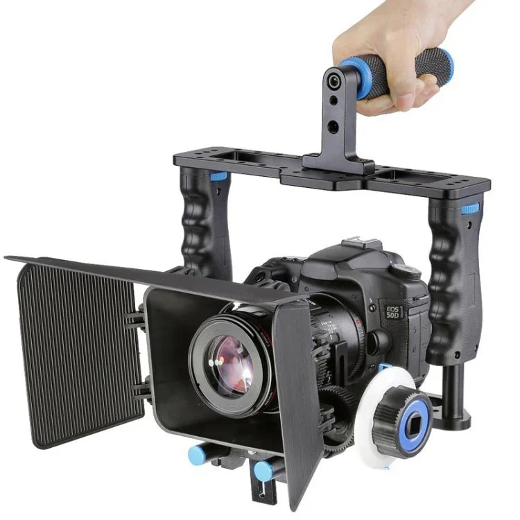 YELANGU YLG1103A-B 大手柄攝影機籠穩定器 + DSLR 相機 / 攝影機用遮光罩套件
