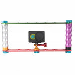 PULUZ 運動相機雙握把穩定器鋁合金支架，Jaws Flex 夾具，適用於 GoPro、Insta360、DJI 及其他運動相機，雙握把
