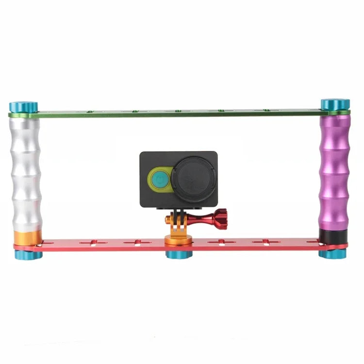 PULUZ 運動相機雙握把穩定器鋁合金支架，Jaws Flex 夾具，適用於 GoPro、Insta360、DJI 及其他運動相機，雙握把
