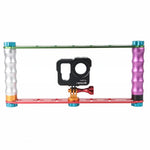 PULUZ 運動相機雙握把穩定器鋁合金支架，Jaws Flex 夾具，適用於 GoPro、Insta360、DJI 及其他運動相機，雙握把