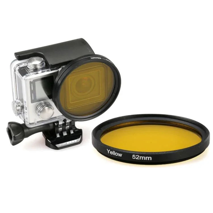 52mm 圓形彩色 UV 鏡片濾鏡，適用於 GoPro HERO 4 / 3+，UV 鏡片（黃色）、UV 鏡片（紅色）
