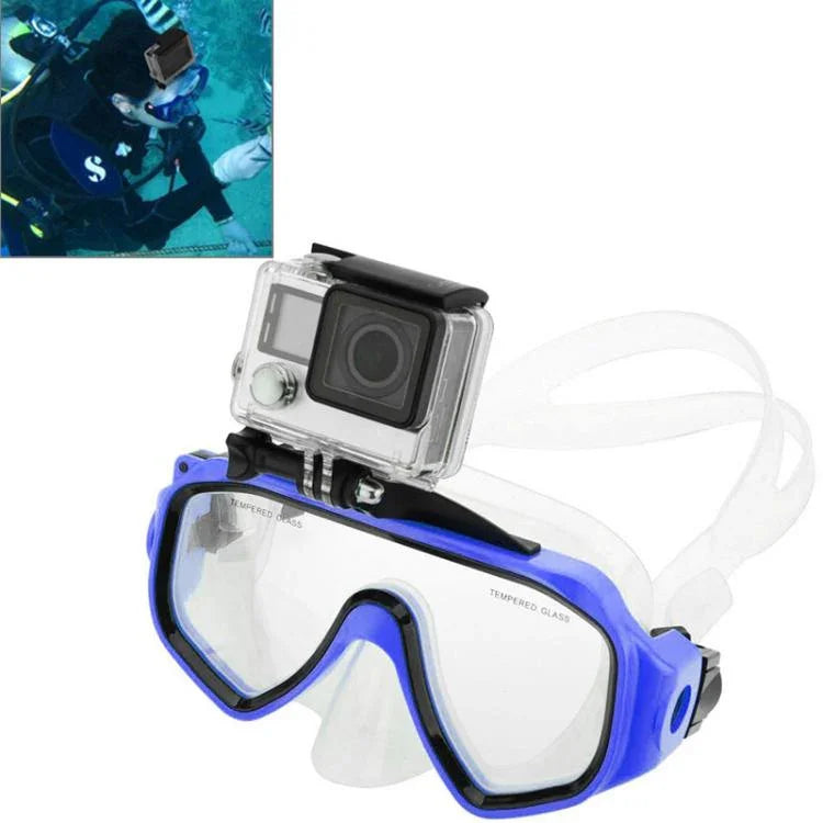 水上運動潛水裝備潛水面罩游泳眼鏡，附安裝座，適用於 GoPro、Insta360、DJI 及其他運動相機，附安裝座