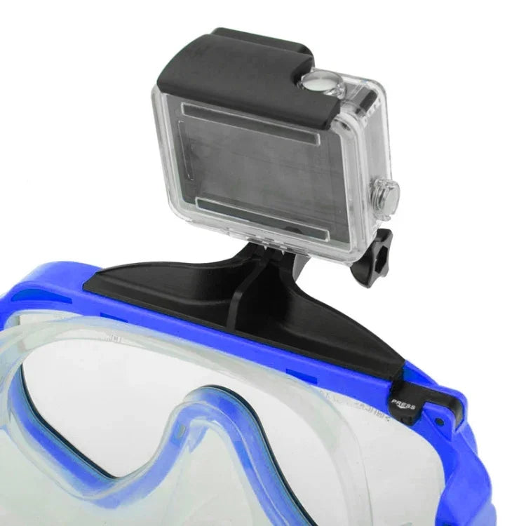 水上運動潛水裝備潛水面罩游泳眼鏡，附安裝座，適用於 GoPro、Insta360、DJI 及其他運動相機，附安裝座