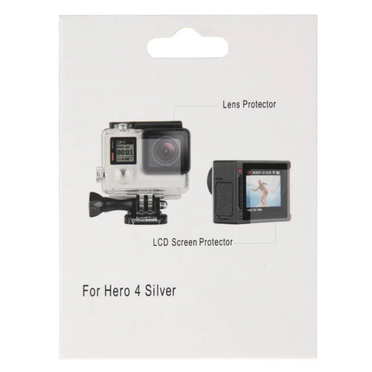 GoPro HERO4 Silver 相機超清 LCD 螢幕保護貼 + 機身玻璃鏡頭保護膜，HERO4 Silver