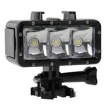 30 米防水攝影燈，3 模式手電筒，含底座安裝座與螺絲，適用 GoPro、Insta360、DJI 及其他運動相機，30 米防水