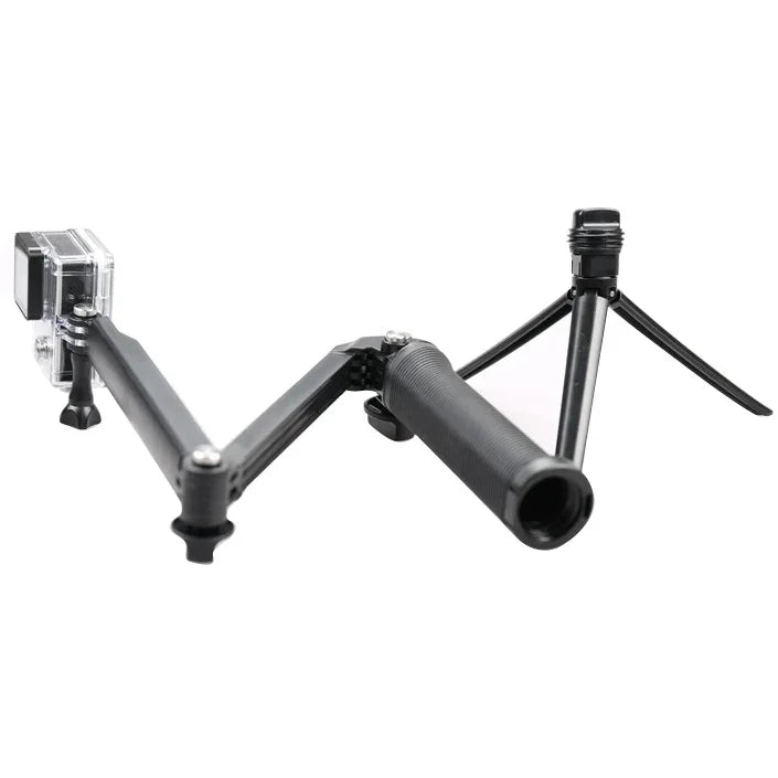 3 向多功能可伸縮單腳架三腳架折疊旋轉手柄，適用於 GoPro、Insta360、DJI 及其他運動相機，3 向單腳架