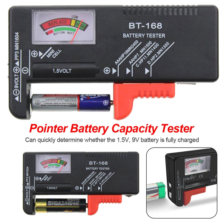 通用電池測試器，適用1.5V AAA、AA及9V 6F22電池