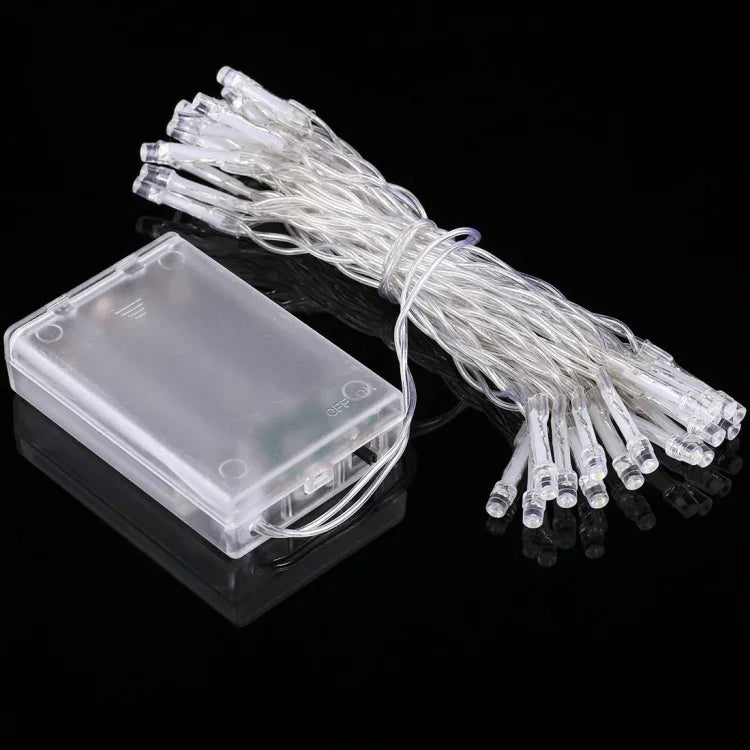 聖誕派對用，20顆LED，2模式閃爍，電池供電，2米暖白光，2米白光