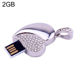 銀色心形鑽石珠寶USB隨身碟，情人節特別禮物，2GB、4GB、8GB、16GB、32GB