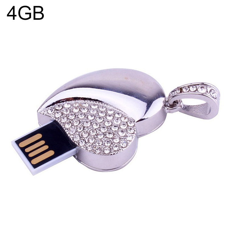 銀色心形鑽石珠寶USB隨身碟，情人節特別禮物，2GB、4GB、8GB、16GB、32GB