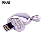 銀色心形鑽石珠寶USB隨身碟，情人節特別禮物，2GB、4GB、8GB、16GB、32GB