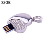 銀色心形鑽石珠寶USB隨身碟，情人節特別禮物，2GB、4GB、8GB、16GB、32GB