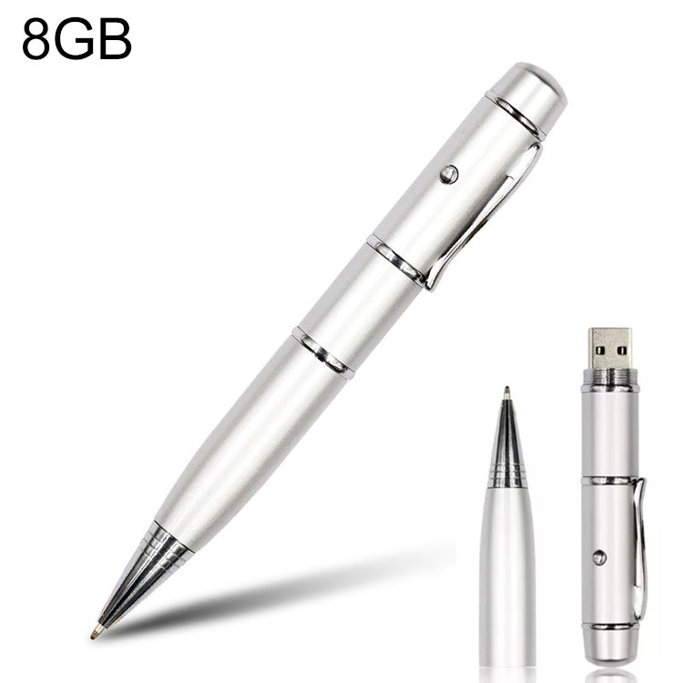 3 合 1 雷射筆風格 USB 隨身碟，銀色（8GB），8GB（銀色）