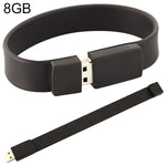 8GB矽膠手環USB 2.0隨身碟，8GB（黑色）