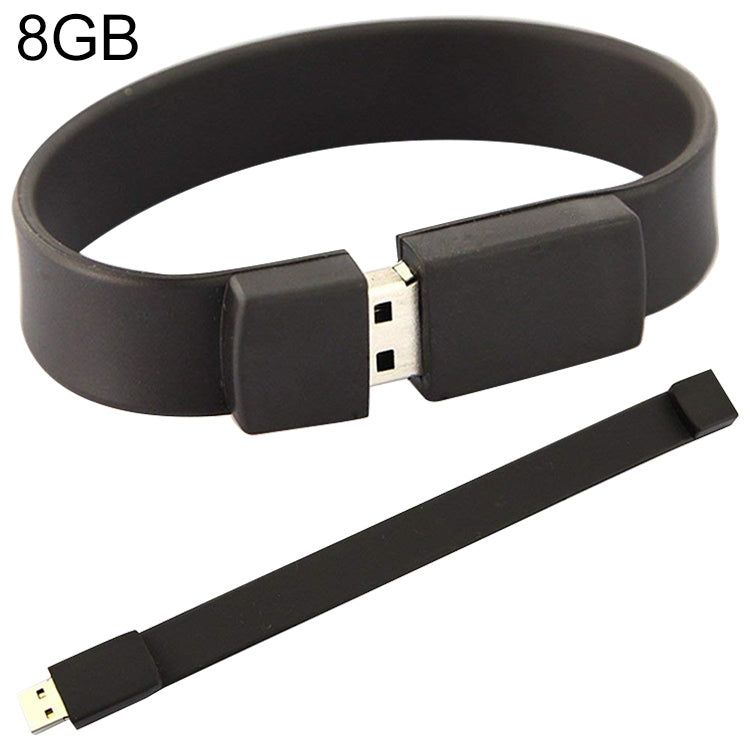 8GB矽膠手環USB 2.0隨身碟，8GB（黑色）