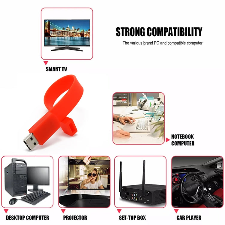 16GB矽膠手環USB 2.0隨身碟，16GB