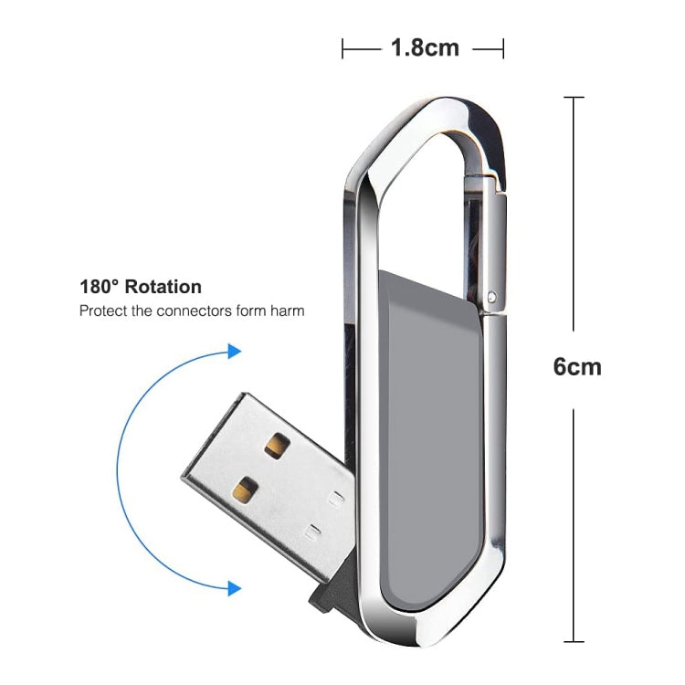 16GB 金屬鑰匙圈造型 USB 2.0 隨身碟，16GB（灰色）