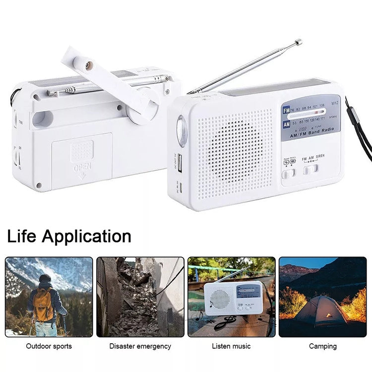 多功能便攜式太陽能／手搖發電 LED 手電筒，附 AM/FM 收音機及手機充電器，RD369