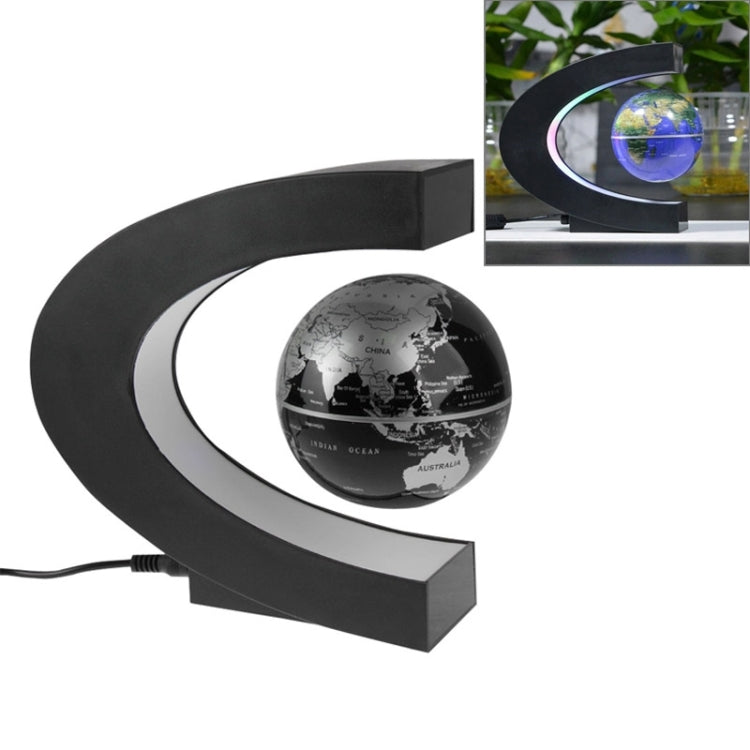 Electronic Magnetic Floating Globe with Multicolor LED, Black