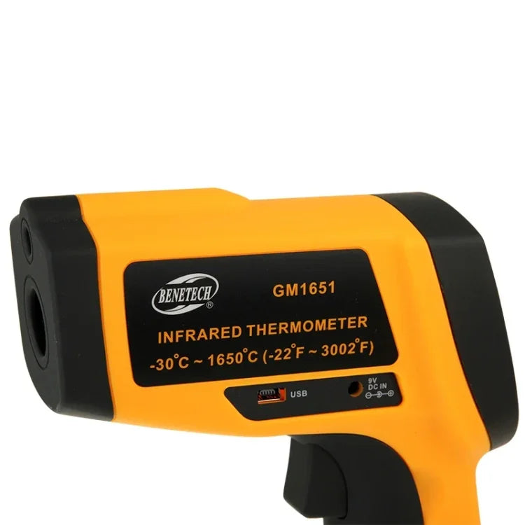BENETECH GM1651 USB 數位顯示溫度槍手持紅外線 IR 溫度計，測量範圍：-30~1650°C，GM1651