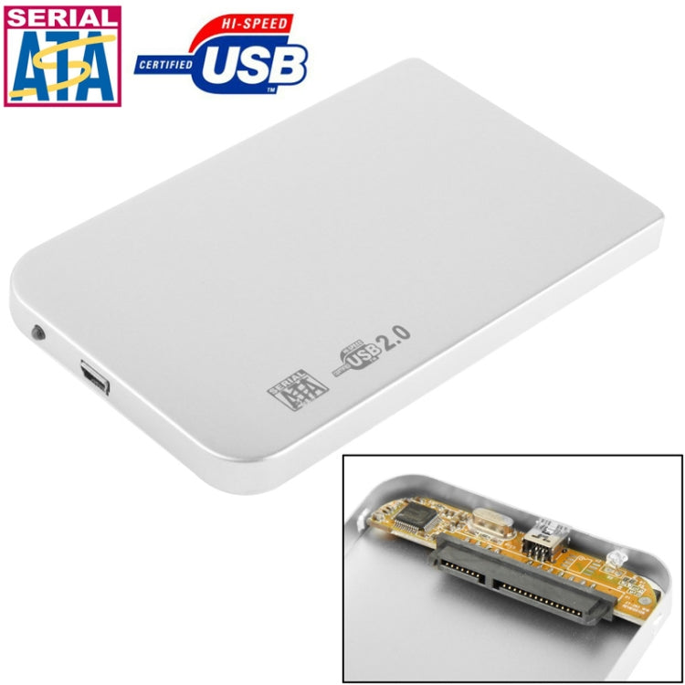 2.5 吋 SATA HDD 外接盒，尺寸：126mm x 75mm x 13mm，SATA（黑色）、SATA（銀色）、SATA（藍色）、SATA（紅色）