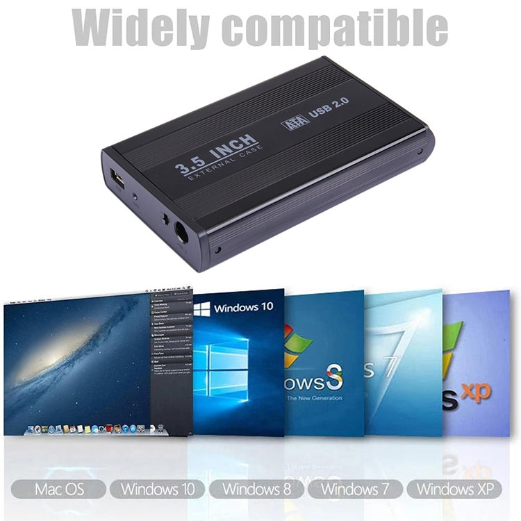 3.5 吋 HDD SATA 外接盒，支援 USB 2.0，SATA 含 2.0A 電源，SATA 含 1.5A 電源