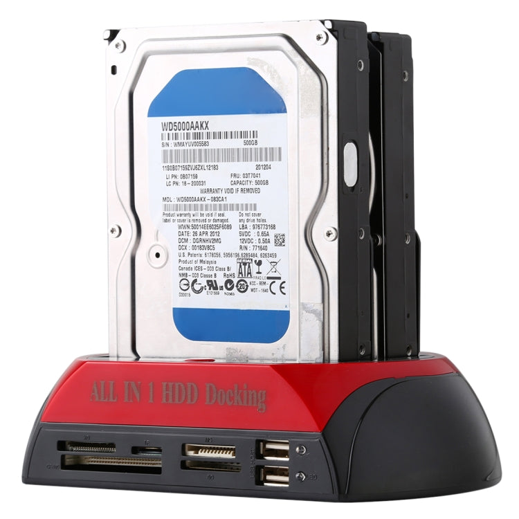 全合一雙槽 2.5 吋/3.5 吋 SATA/IDE HDD 擴充座 含讀卡器與集線器