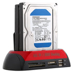全合一雙槽 2.5 吋/3.5 吋 SATA/IDE HDD 擴充座 含讀卡器與集線器