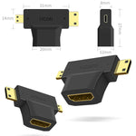 3 合 1 HDMI 母頭轉迷你 HDMI 公頭 + 微型 HDMI 公頭轉接器，HDMI 母頭轉迷你 HDMI+微型 HDMI