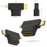 3 合 1 HDMI 母頭轉迷你 HDMI 公頭 + 微型 HDMI 公頭轉接器，HDMI 母頭轉迷你 HDMI+微型 HDMI