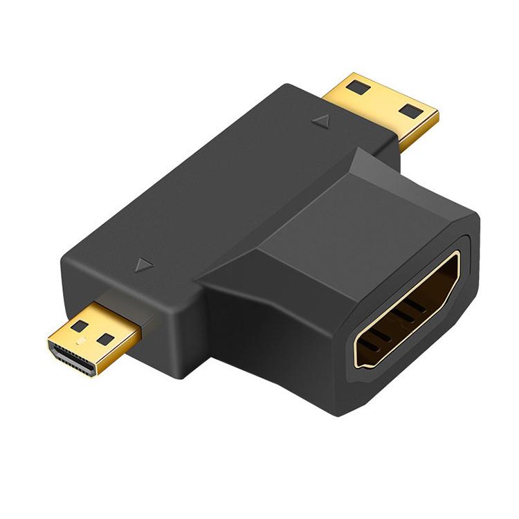 3 合 1 HDMI 母頭轉迷你 HDMI 公頭 + 微型 HDMI 公頭轉接器，HDMI 母頭轉迷你 HDMI+微型 HDMI