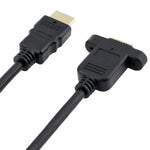 30cm HDMI (Type-A) 公頭轉 HDMI (Type-A) 母頭轉接線，帶兩個螺絲孔，HDMI AM 轉 AF 含耳孔（30cm）
