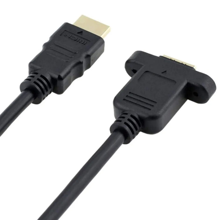 30cm HDMI (Type-A) 公頭轉 HDMI (Type-A) 母頭轉接線，帶兩個螺絲孔，HDMI AM 轉 AF 含耳孔（30cm）