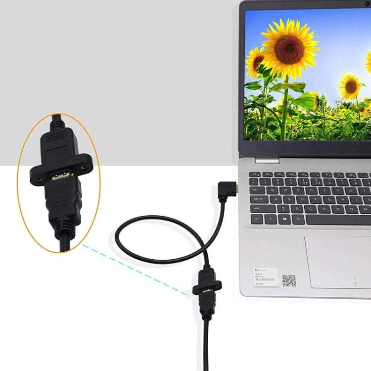 30cm HDMI (Type-A) 公頭轉 HDMI (Type-A) 母頭轉接線，帶兩個螺絲孔，HDMI AM 轉 AF 含耳孔（30cm）