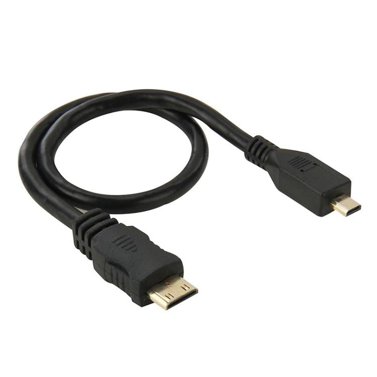 30cm 迷你 HDMI 公頭轉微型 HDMI 公頭轉接線，微型 HDMI 公頭，長度：30cm