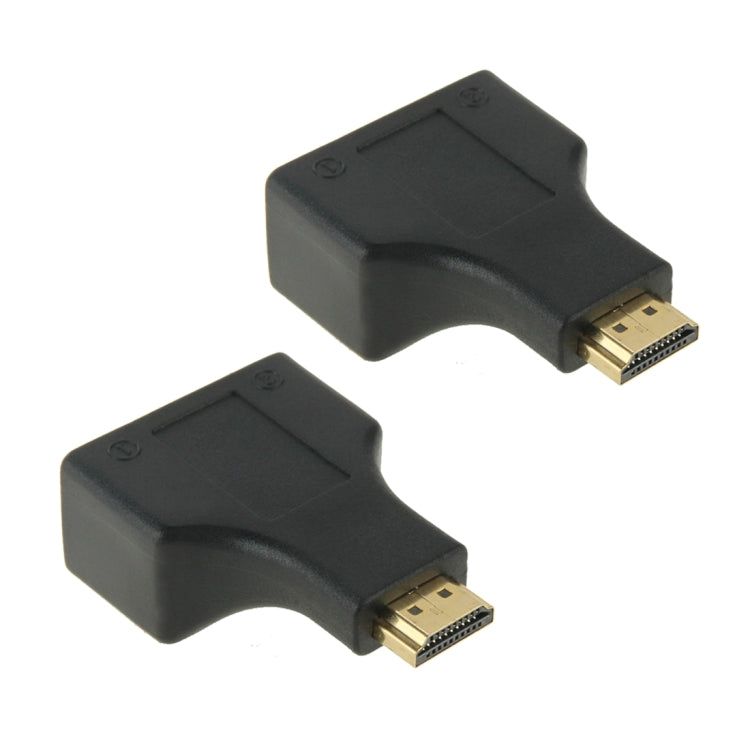 30m HDMI 轉雙埠 RJ45 網路線延長器，支援 Cat 5e/6 3D HDTV，雙 RJ45 黑色