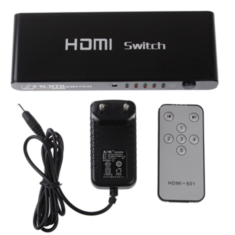 5 埠全高清 1080P HDMI 切換器，帶切換按鈕及遙控器，1.3 版本（5 埠 HDMI 輸入，1 埠 HDMI 輸出），1.3 版本