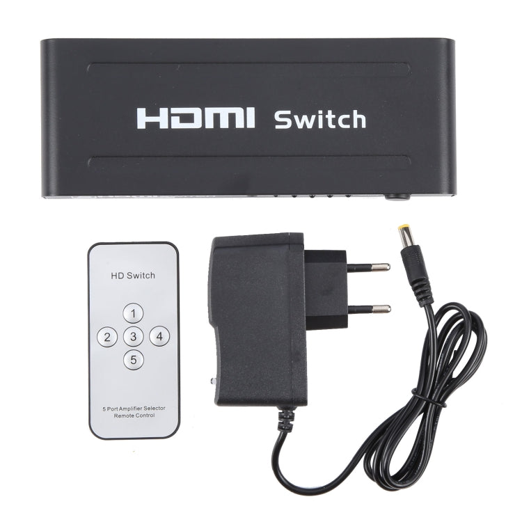 全高清 1080P 5 埠 HDMI 切換器，帶遙控及 LED 指示燈，帶 LED 指示燈