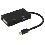 迷你 DisplayPort 公對 HDMI + VGA + DVI 母轉接線，適用 MacBook Pro Air，線長：17cm，迷你 DP 轉 HDMI+VGA+DVI（黑色），迷你 DP 轉 HDMI+VGA+DVI（白色）