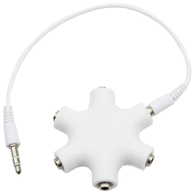 6 埠音頻分接耳機連接器附 3.5mm 音頻線，兼容手機、平板、耳機、MP3 播放器、車用/家用立體聲等