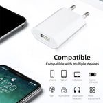 2 合 1 5V 1A 歐規插頭旅行充電器適配器，附 1 米 8-pin 線，適用於 iPhone