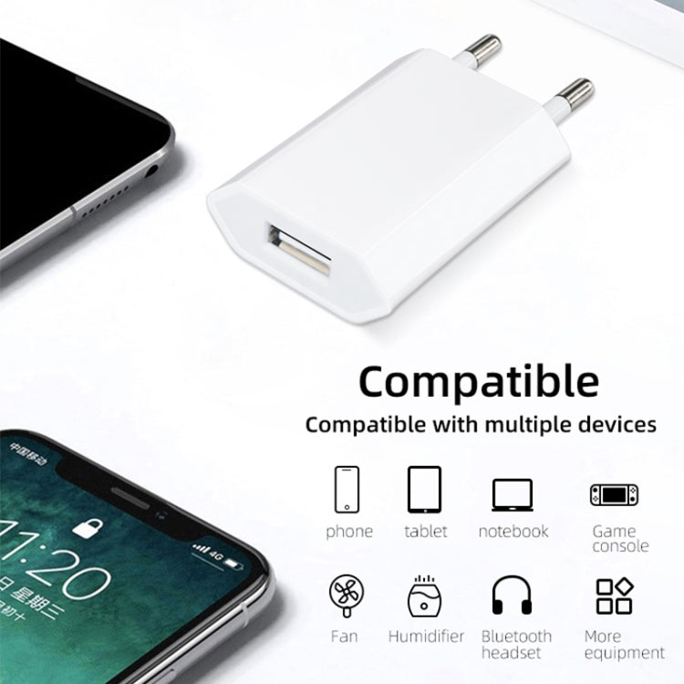 2 合 1 5V 1A 歐規插頭旅行充電器適配器，附 1 米 8-pin 線，適用於 iPhone