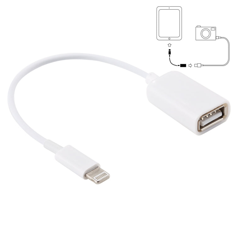 USB 母對 8 針公 OTG 轉接線，支援 iOS 10.2 及以下，長度：18公分
