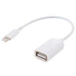 USB 母對 8 針公 OTG 轉接線，支援 iOS 10.2 及以下，長度：18公分