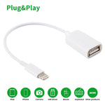 USB 母對 8 針公 OTG 轉接線，支援 iOS 10.2 及以下，長度：18公分